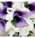 Ramo de novia con calas lila y rosas blancas