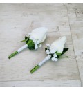Ramo de novia con calas lila y rosas blancas