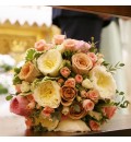Ramo de novia con rosa inglesa blanca y rosa