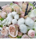 Ramo de novia con algodón, rosas y lavanda