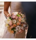 Ramo de novia con algodón, rosas y lavanda