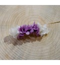 Pinza con hortensia preservada lila y blanca