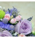 Ramo de novia con rosas, dragonaria y estátice
