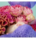 Ramo de novia con orquídea vanda morada y rosa rosa
