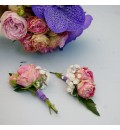 Ramo de novia con orquídea vanda morada y rosa rosa