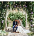 Decoración de boda civil con hortensia, orquídea y rosas