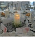 Decoración de mesas con hortensia y velas