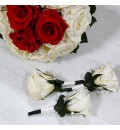 Ramo de novia preservado con rosas rojas y champán
