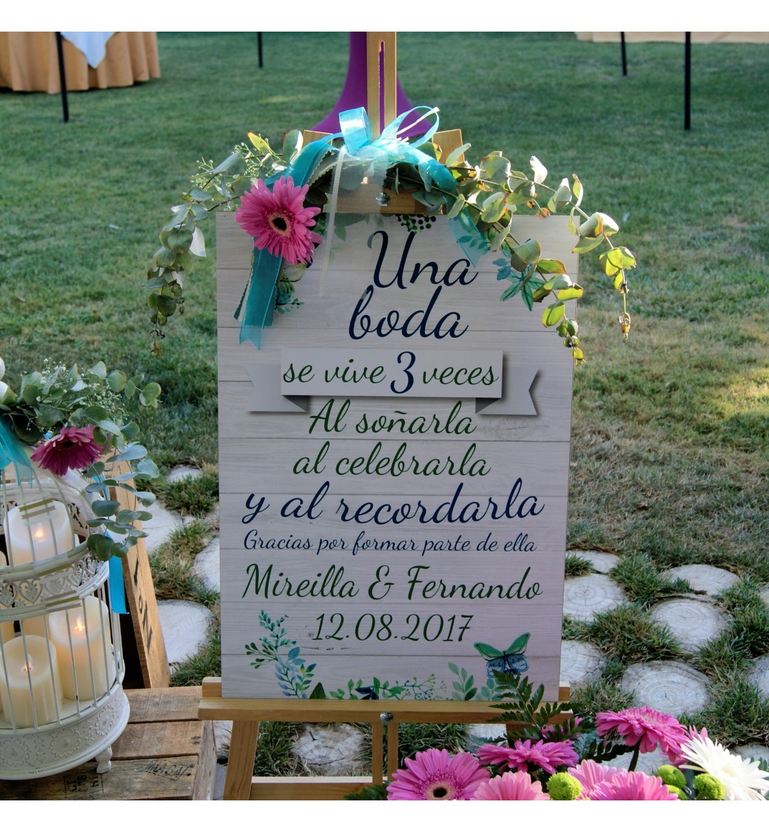 Opinión fósil segmento Cartel de madera con texto personalizable de bienvenida a vuestra boda
