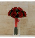 Ramo de novia preservado con rosas granate