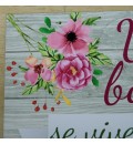 Cartel de bienvenida para boda con flores rosa