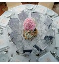 Decoración mesas Parador de Almagro con hortensia rosa