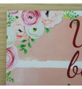 Cartel bienvenida boda ranúnculos rosa