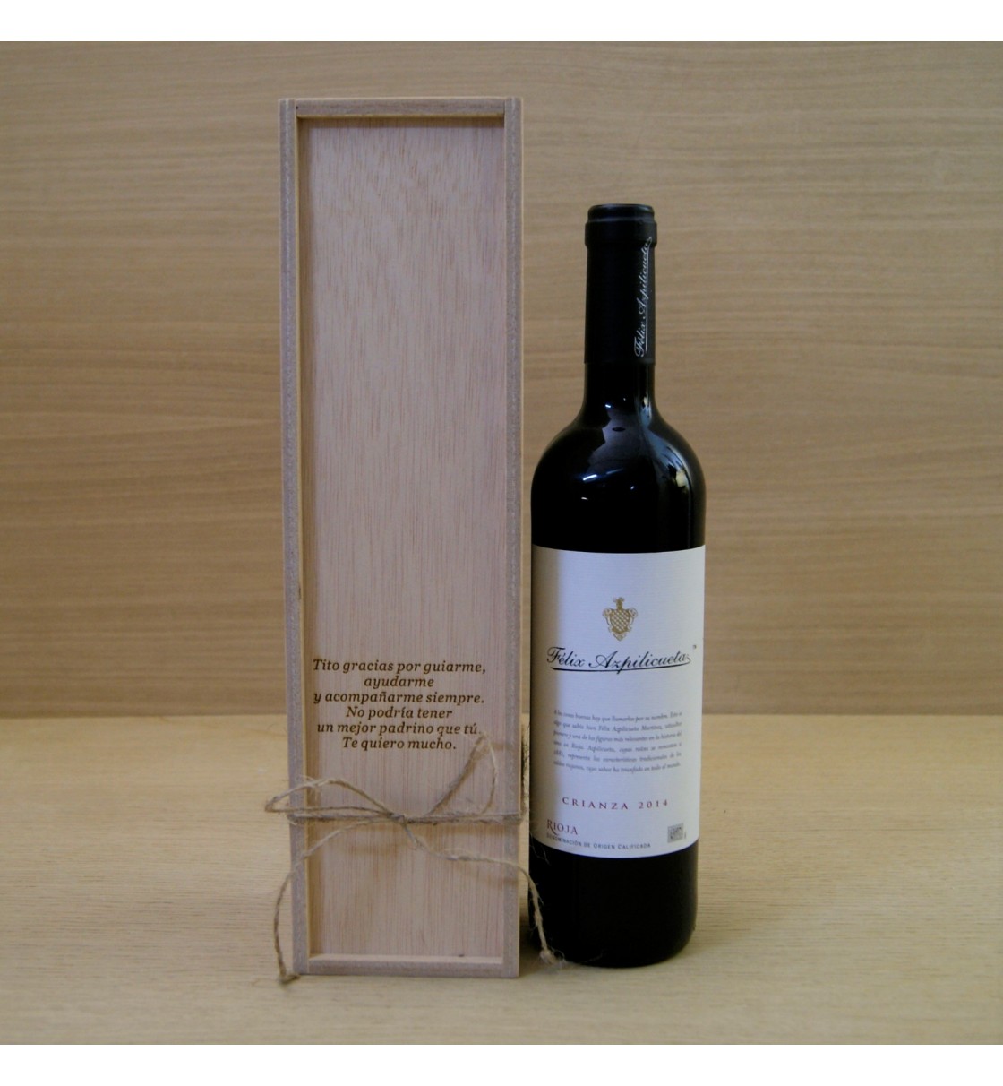 Caja de madera para una botella de vino con texto grabado regalo padres