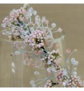 Diadema de novia con cristales y flor de arroz rosa