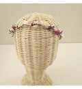 Corona de novia con flor preservada rosa y fucsia