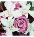 Ramo de novia preservado con calas, rosas y orquídeas burdeos