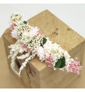Tocado de novia con flor preservada blanca y rosa